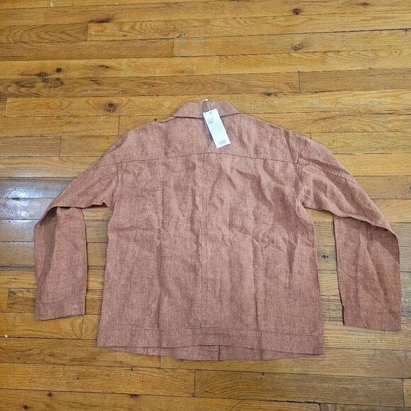 Eileen Fisher Organic Linen Delave Classic Collar Jacket Cinnamon Petite - Picture 9 of 10